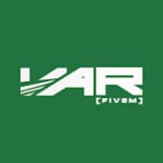 VAR FiveM brand logo — stylized VAR text on a deep green background, FiveM scripts developer